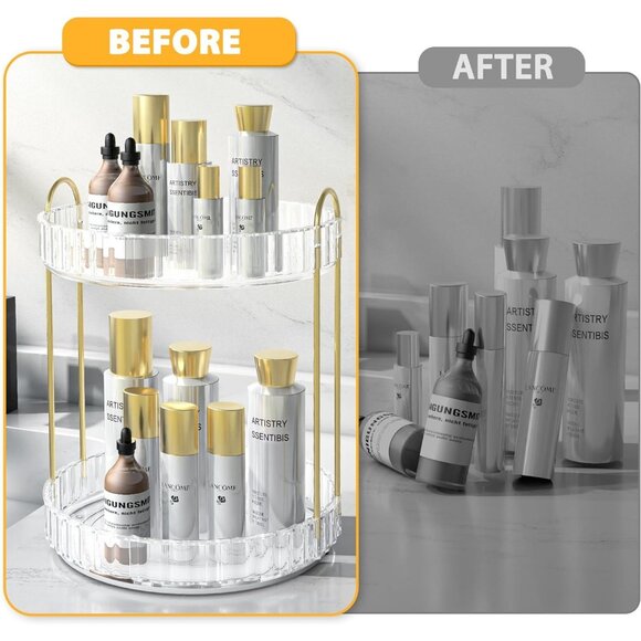Women's 360° Rotating Makeup Organizer, High-Capacity Bathroom Organizer - Picture 3 of 6
